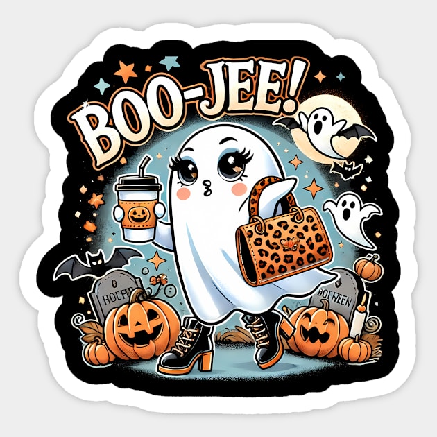 Funny Halloween Ghost Boo jee, Pumpkin Sticker by logiamerch